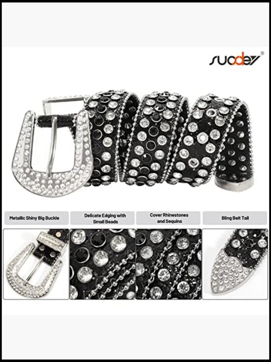 Rhinestone Belt with Faux Leather Strap and Alloy Buckle main image 7